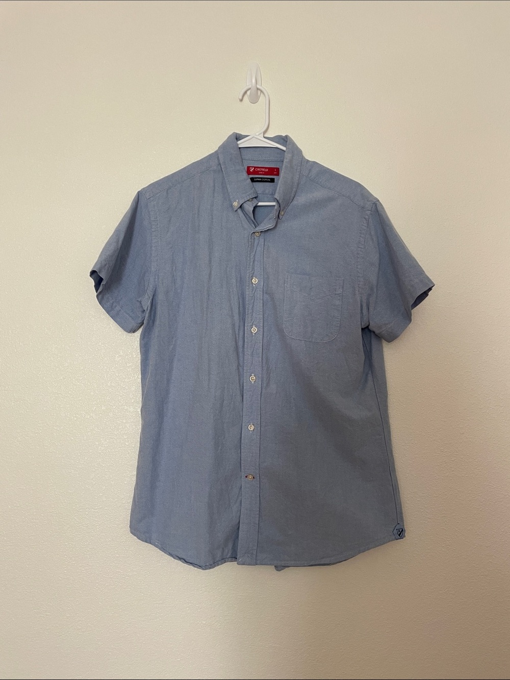 Cremieux Supima Cotton Slim Fit Short Sleeve Button Down Shirt Size Large